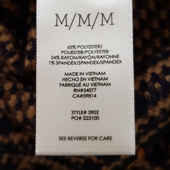 Cabi Flounce Jacket Tartan Style Plaid Long Length Brown and Black - Picture 9 of 9